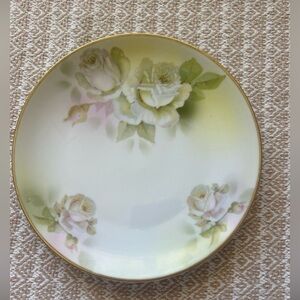 Antique Prussia Royal Rudolstadt Handpainted 8 1/2" Plate Pink White Rose